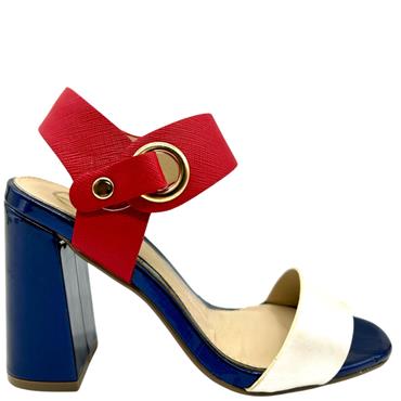 MILLIE WOMEN BLOCK HEEL BUTTON STRAP SDL - NAVY RED
